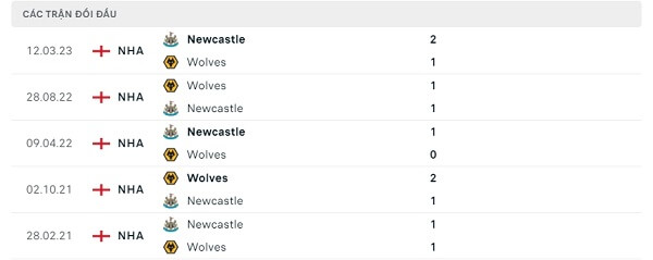 Lịch sử đối đầu Wolves - Newcastle