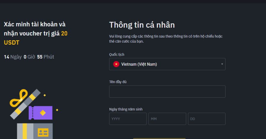 Nhập thông tin cá nhân theo yêu cầu