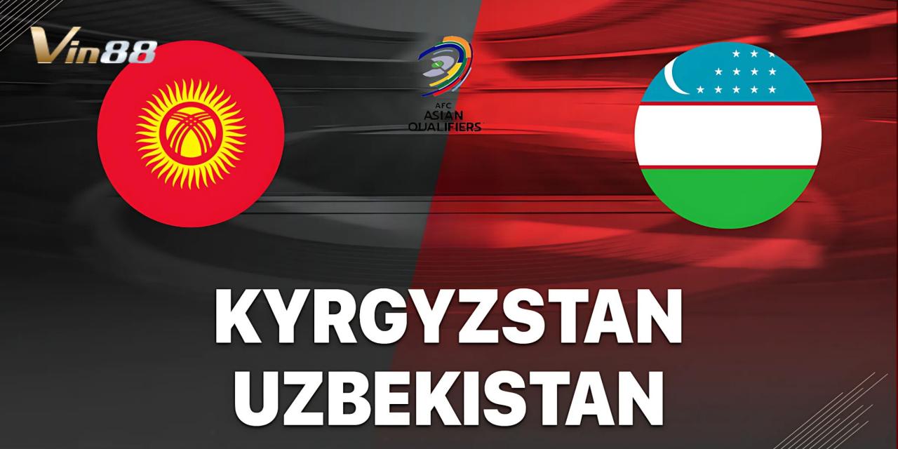 Cầu thủ Uzbekistan và Kyrgyzstan tranh bóng trong trận đấu vòng loại World Cup 2026