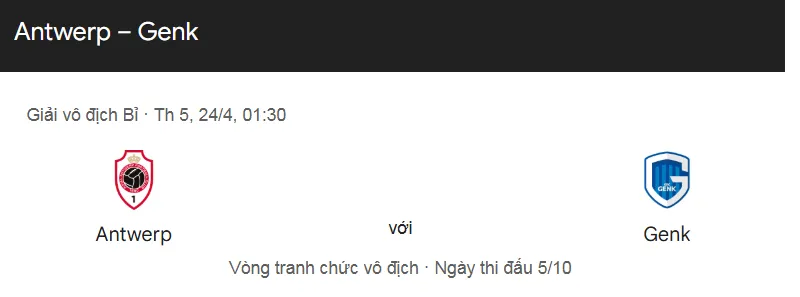 Tip kèo bóng đá trận Royal Antwerp vs Genk uk88