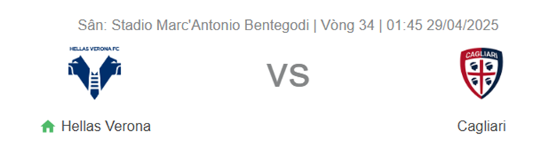 Tip kèo bóng đá trận Verona vs Cagliari uk88