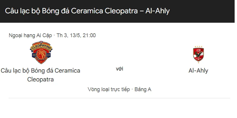 Tip kèo bóng đá trận Ceramica Cleopatra vs Al Ahly Cairo uk88