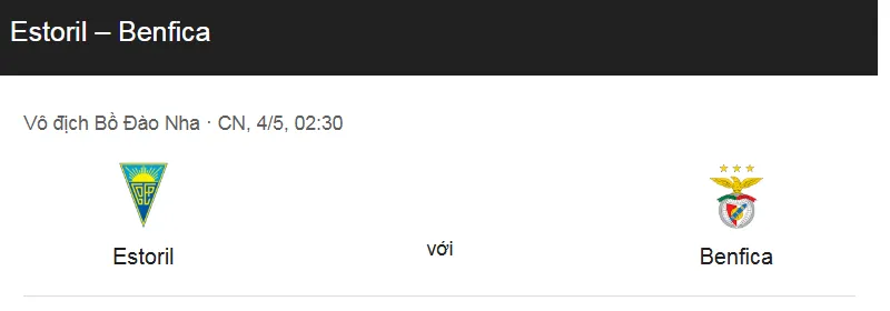 Tip kèo bóng đá trận Estoril Praia vs Benfica uk88