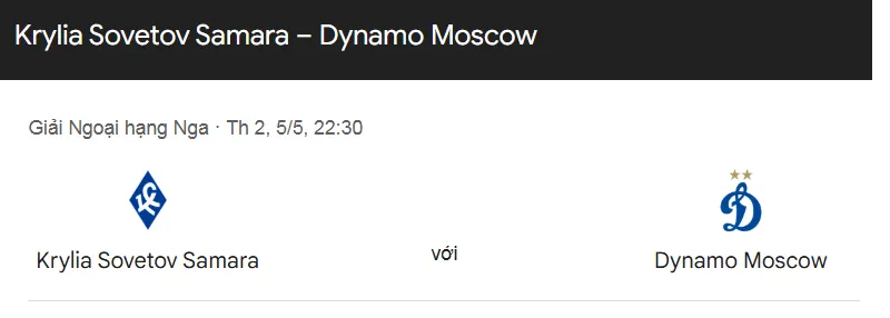 Tip kèo bóng đá trận Krylya Sovetov vs Dinamo Moscow uk88