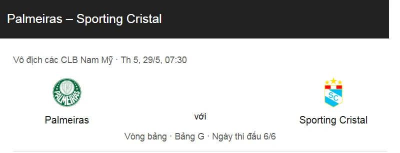 Tip kèo bóng đá trận Palmeiras SP vs Sporting Cristal uk88