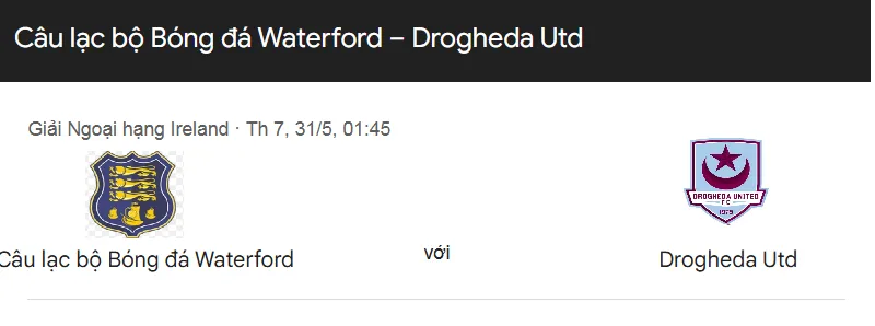 Tip kèo bóng đá trận Waterford vs Drogheda United uk88
