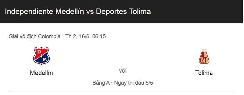 Nhận định trận đấu Independiente Medellin vs Tolima uk88