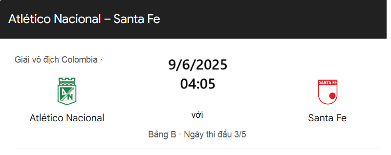 Tip kèo bóng đá trận Atletico Nacional vs Independiente Santa Fe uk88