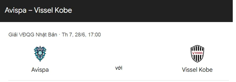Tip kèo bóng đá trận Avispa Fukuoka vs Vissel Kobe uk88