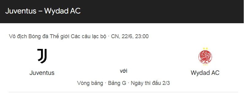 Tip kèo bóng đá trận Juventus vs Wydad Casablanca uk88