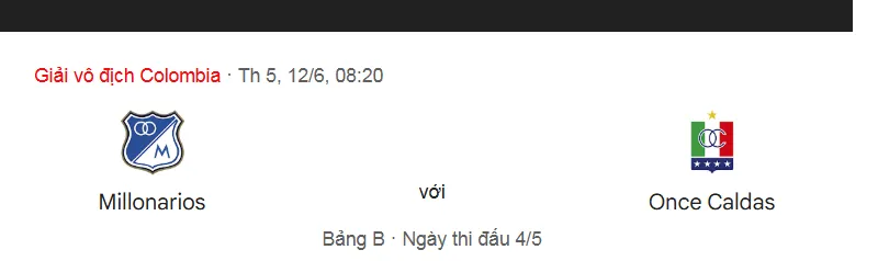 Tip kèo bóng đá trận Millonarios vs Once Caldas uk88