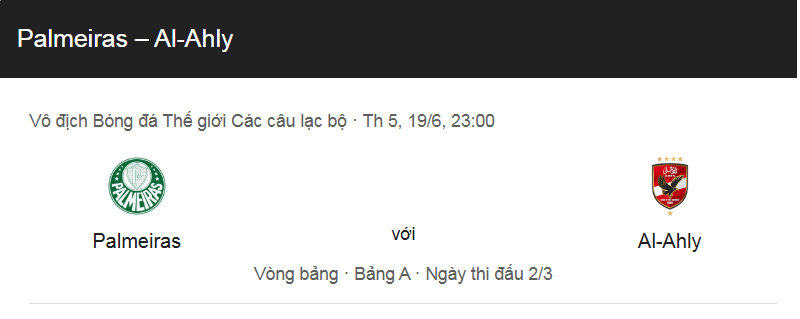 Tip kèo bóng đá trận Palmeiras SP vs Al Ahly Cairo uk88