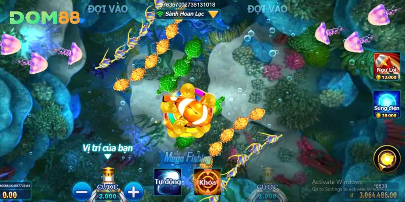 4 người có thể tham gia một phòng trong Mega Fishing