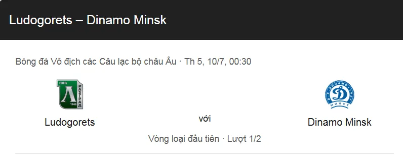 Nhận định bóng đá trận Ludogorets vs Dinamo Minsk uk88