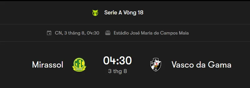 Nhận định chi tiết trận đấu giữa Mirassol SP vs Vasco da Gama uk88