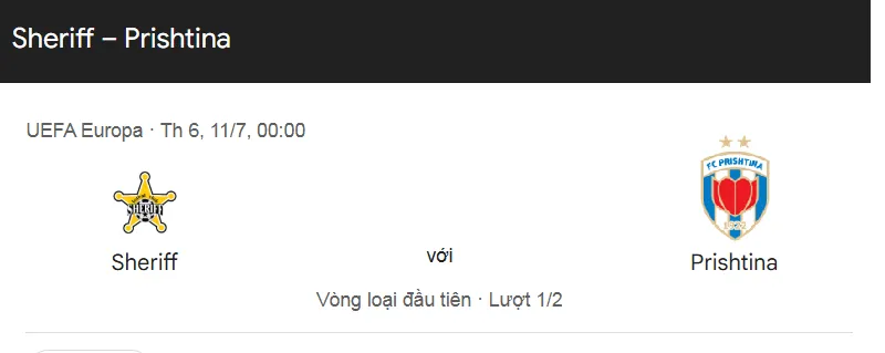 Nhận định, phân tích và tips cá cược trận Sheriff Tiraspol vs Prishtina uk88