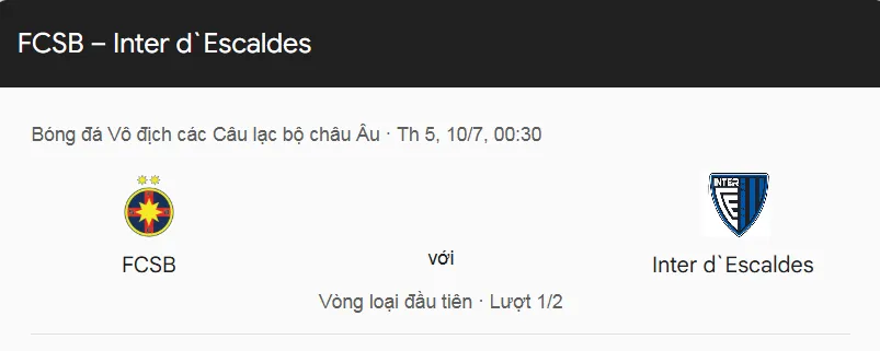 Nhận định trận đấu Steaua Bucuresti vs Inter Club Escaldes uk88