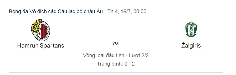 Tip Phân tích kèo bóng đá Hamrun Spartans vs Zalgiris Vilnius uk88