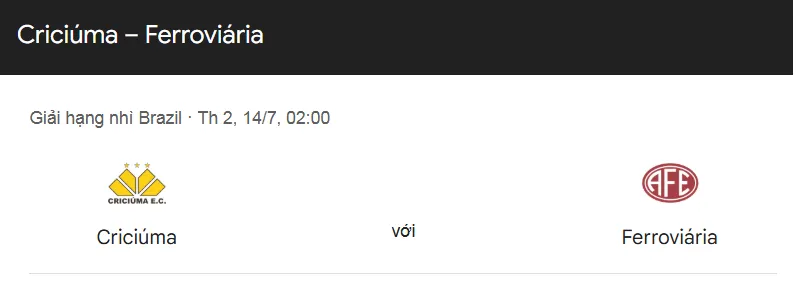 Tip bóng đá trận Criciúma vs Ferroviária uk88