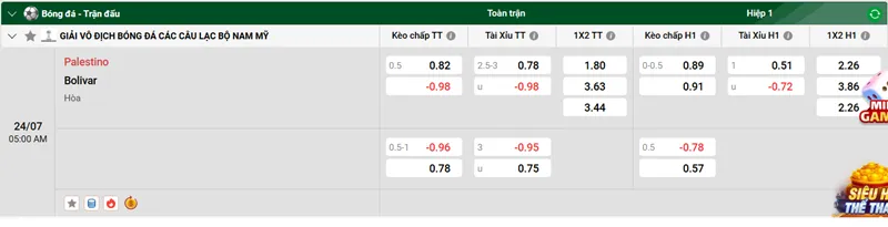 Tip kèo bóng đá Club Bolivar vs Palestino uk88