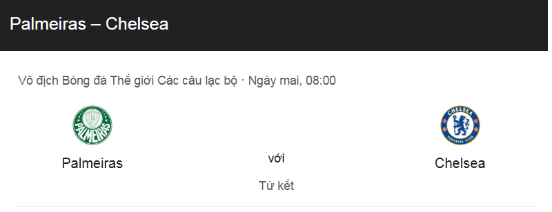 Tip kèo bóng đá trận Palmeiras SP vs Chelsea uk88