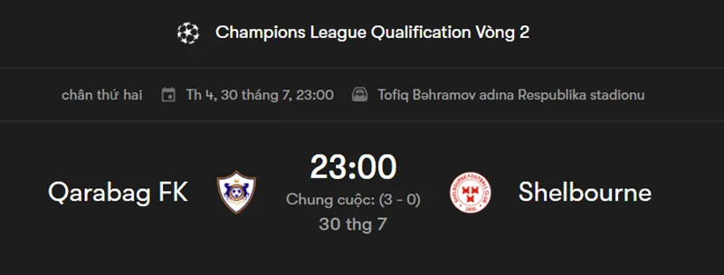 Tip kèo bóng đá trận đấu Qarabag vs Shelbourne uk88
