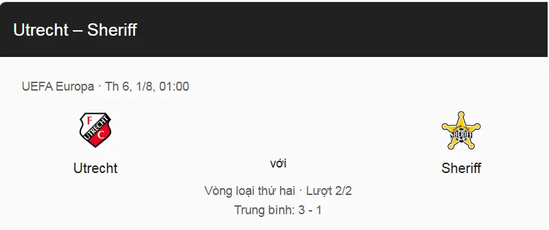 Tips Bóng Đá Trận Đấu Utrecht vs Sheriff Tiraspol uk88