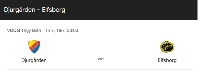 Tips bóng đá trận đấu giữa Djurgarden vs Elfsborg IF uk88