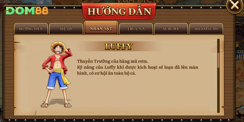 Các nhân vật có trong game Đại Hải Trình DOM88