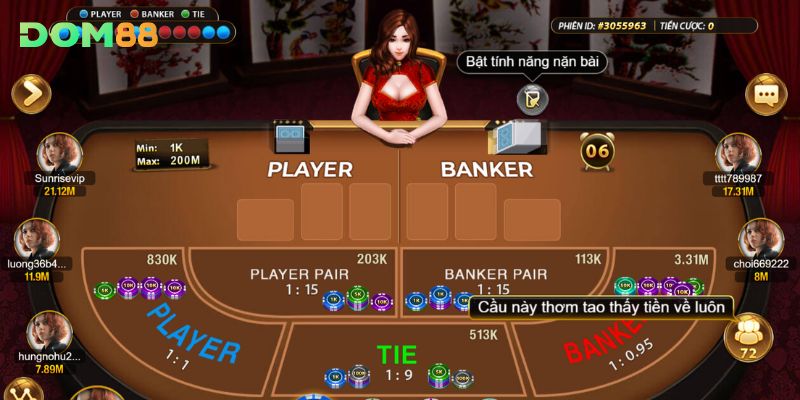 Khám phá tỷ lệ đặt cược trong game baccarat DOM88