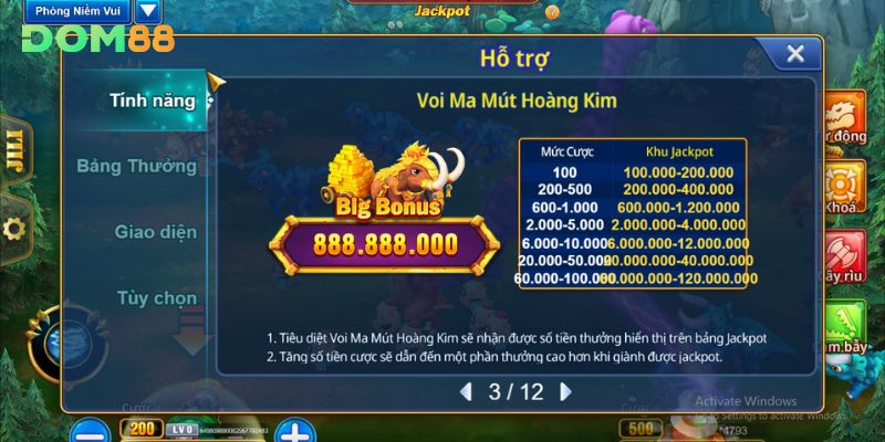 Những bậc Jackpot với giá trị thu về phần quà lớn