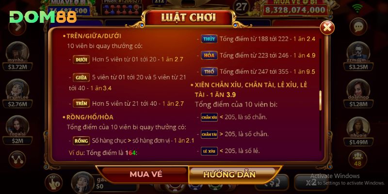 Tụ Trên Giữa Dưới sẽ phụ thuộc vào lượng bi nằm ở vùng nhóm nào