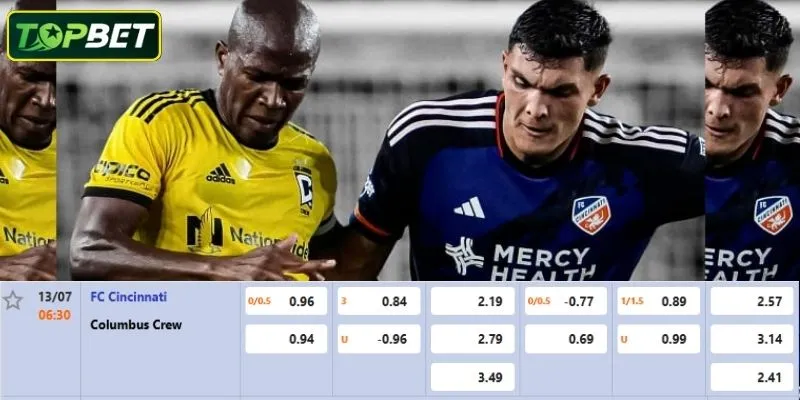Tỷ lệ kèo chi tiết cho trận đấu FC Cincinnati vs Columbus Crew