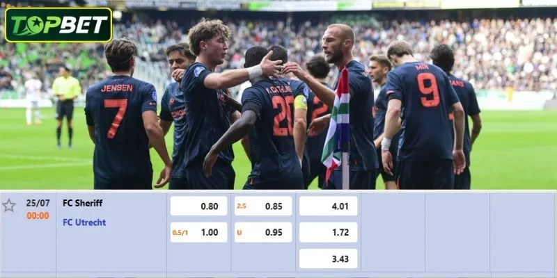 Tỷ lệ kèo chi tiết cho trận đấu FC Sheriff Vs FC Utrecht