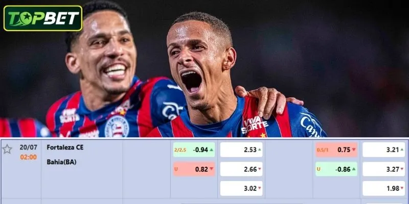 Tỷ lệ kèo chi tiết cho trận đấu Fortaleza vs Bahia