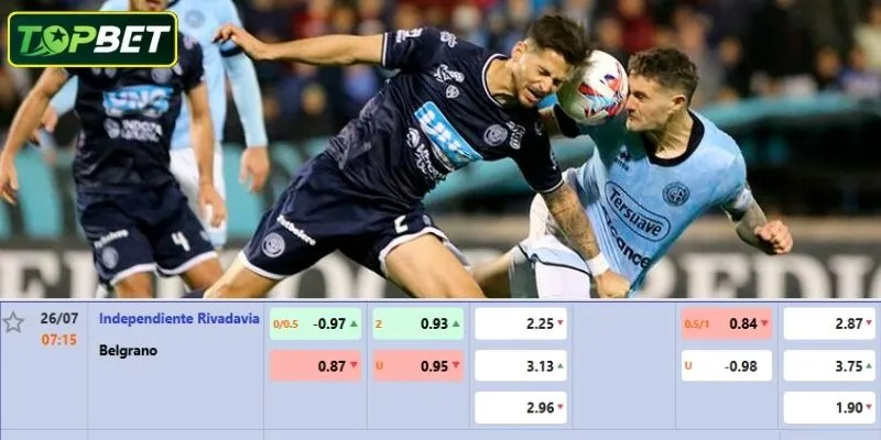Tỷ lệ kèo chi tiết cho trận đấu Independiente Rivadavia Vs Belgrano