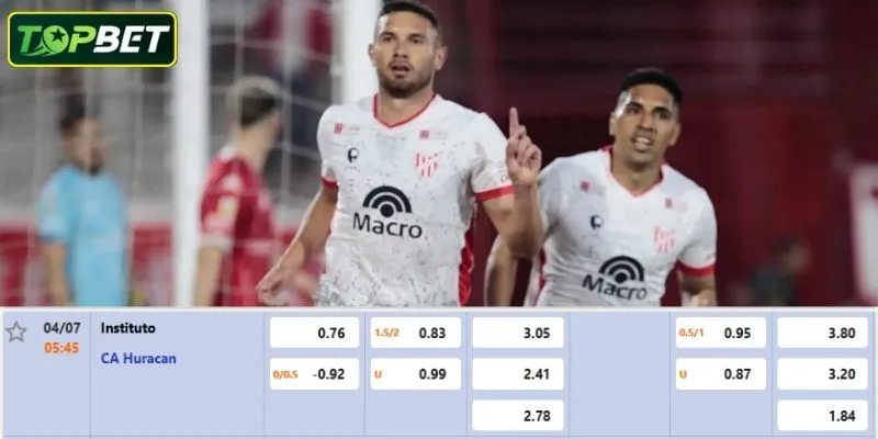 Tỷ lệ kèo chi tiết cho trận đấu Instituto Cordoba vs CA Huracan