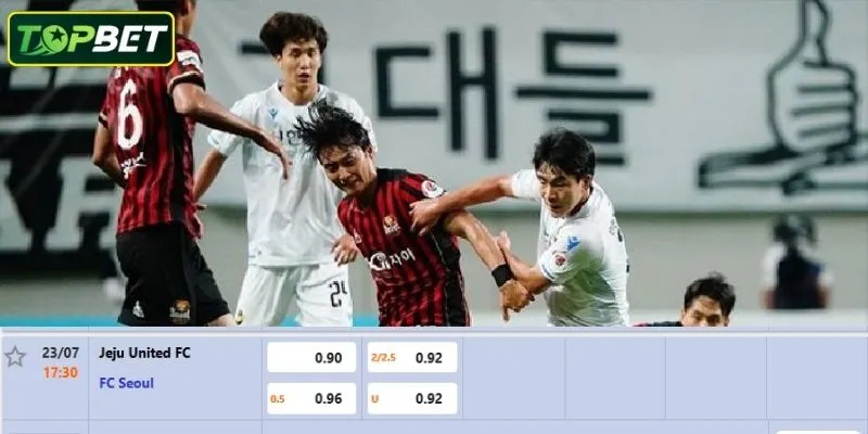 Tỷ lệ kèo chi tiết cho trận đấu Jeju United Vs FC Seoul