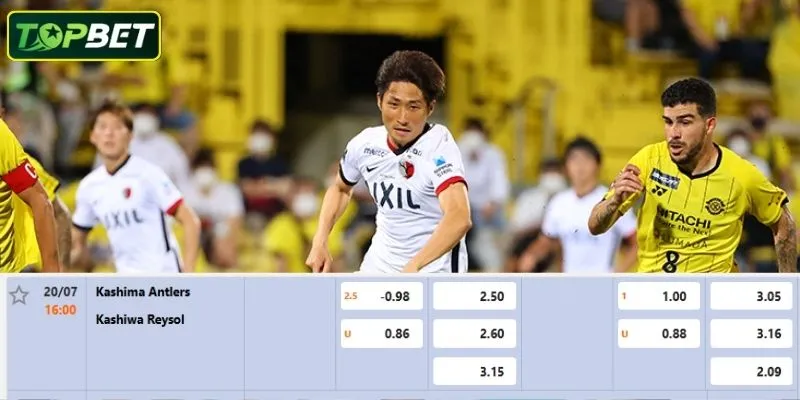 Tỷ lệ kèo chi tiết cho trận đấu Kashima Antlers Vs Kashiwa Reysol