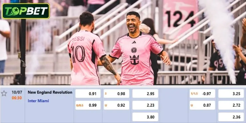 Tỷ lệ kèo chi tiết cho trận đấu New England Revolution Vs Inter Miami