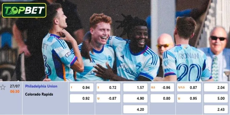 Tỷ lệ kèo chi tiết cho trận đấu Philadelphia Union Vs Colorado Rapids 