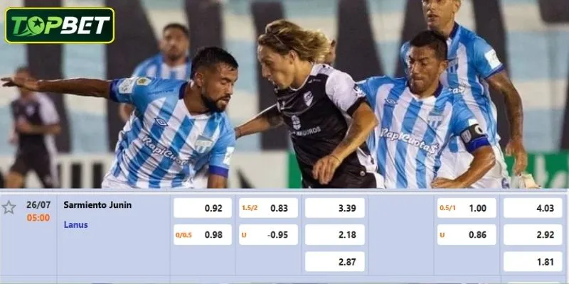 Tỷ lệ kèo chi tiết cho trận đấu Sarmiento Junin Vs Lanus