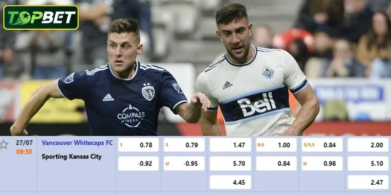 Tỷ lệ kèo chi tiết cho trận đấu Vancouver Whitecaps Vs Sporting Kansas City