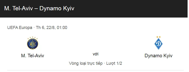 Maccabi Tel Aviv vs Dynamo Kiev uk88