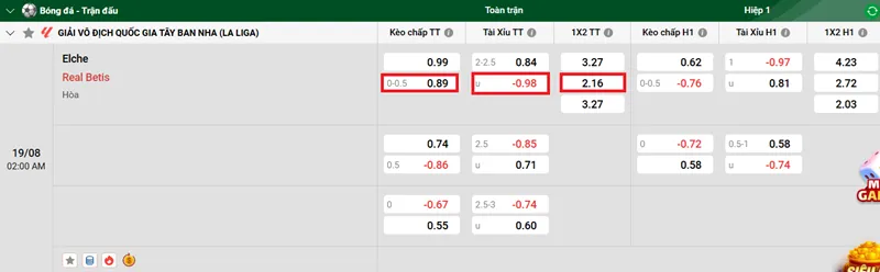 Nhận định bóng đá Elche vs Real Betis uk88