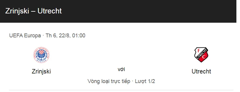 Nhận định bóng đá trận đấu giữa Zrinjski Mostar vs Utrecht uk88