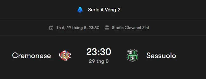 Nhận định tổng quan trận đấu Cremonese vs Sassuolo uk88