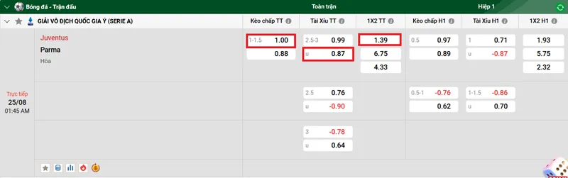 Nhận định trận Juventus vs Parma uk88