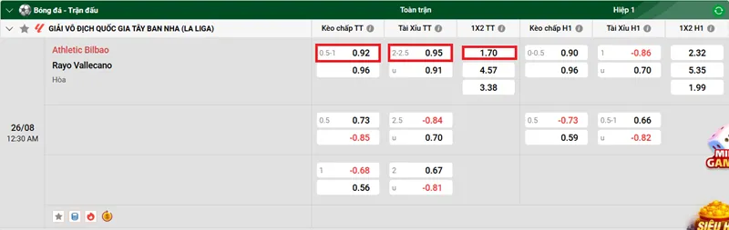 Nhận định trận đấu Athletic Bilbao vs Rayo Vallecano uk88