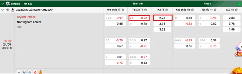 Tip Bóng Đá Trận Đấu Giữa Crystal Palace vs Nottingham Forest uk88